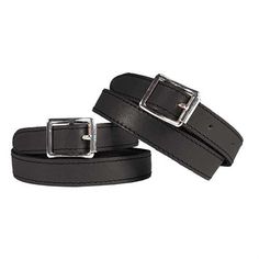 Unique roller buckles make Petrie Spur Straps exceptionally easy to adjust. Crafted of high-quality leather, these elegant straps are lined and double-stitched to ensure durability. They are designed to match perfectly with Petrie boot colors for a coordinated, sophisticated look and can be special ordered to match your custom boots. Pair. Imported. 18" long. Adjustable Belt With Buckle Closure For Formal Wear, Adjustable Formal Belt With Buckle Closure, Formal Adjustable Belts With Buckle Closure, Black Leather Belt With Buckle Closure, Black Belt With Buckle Closure, Black Buckle Belts For Business, Black Business Belts With Buckle Closure, Black Business Belt With Buckle Closure, Adjustable Leather Belt With Rectangular Buckle