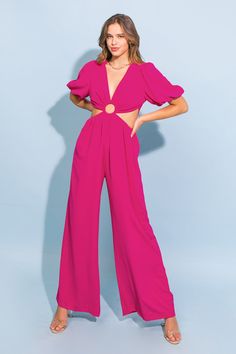 IN MY DREAMS WOVEN JUMPSUIT Cutout Jumpsuit, Chic Jumpsuit, In My Dreams, Jumpsuit Chic, Green Jumpsuit, Side Cuts, Bellini, O Ring, Cut Outs