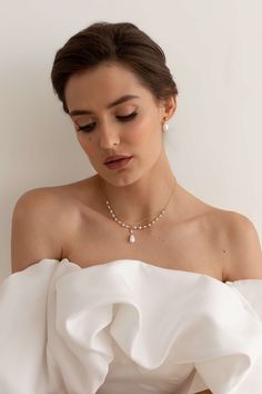 Aurelia Pearl Necklace – Katy Faye White Pearl Necklace For Her, Delicate Pearl Necklace As Gift, Delicate Pearl Chain Necklace For Gift, Delicate Pearl Chain Necklace As Gift, Wedding Jewelry With Delicate Chain And Baroque Pearl, White Pearl Necklaces As Gift For Her, Wedding Baroque Pearl Jewelry With Delicate Chain, Graceful Pearl Necklace As Gift, Graceful Pearl Chain Necklace For Gift