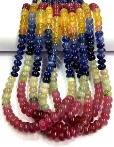 GEMSTONE MULTI SAPPHIRE SHAPE RONDELLE (SMOOTH SIZE 6.MM LENGTH 18 INCH LONG STRAND COLOR RED.YELLOW,BLUE,PINK QUALITY AAA STRANDS 1 STRAND BEAUTIFUL MULTI SAPPHIRE SMOOTH RONDELLE BEADS FOR JEWELRY MAKING. If you have any questions about this item please contact me I will get back to you as soon as. We accept bulk or wholesale orders for any gemstone which you'll get best wholesale prices! Hence you can contact me with your requirement of bulk or wholesale order. I'll be happy to fulfill your o Multicolor Round Beaded Gems And Cabochons, Multicolor Beaded Round Gems And Cabochons, Multicolor Round Spacer Beads, Gems, And Cabochons, Multicolor Beaded Round Beads Gems And Cabochons, Rainbow Polished Beads For Jewelry Making, Multicolor Spacer Beads For Jewelry Making, Multicolor Rondelle Polished Beads, Gems, And Cabochons, Multicolor Rondelle Gemstone Beads, Multicolor Gemstone Rondelle Beads