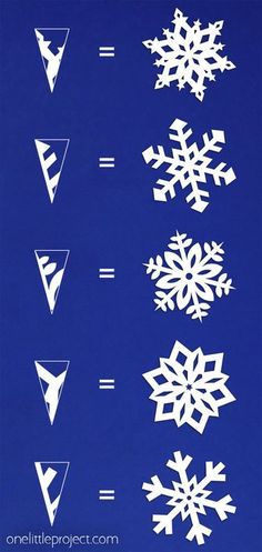 snowflakes are shown on a blue background and have different angles to show them