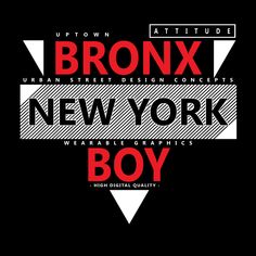 the brown new york boy logo is shown in red and white on a black background