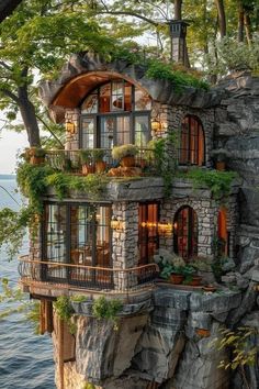 a house built into the side of a cliff