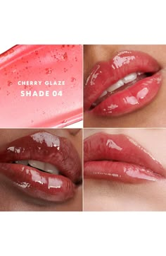 What it is: A lightweight, nonsticky oil-in-gloss enriched lip gloss with squalane to lock in 24 hours of hydration for pillowy-soft, smooth lips.What it does: The advanced oil-in-gloss formula combines ultracaring properties to protect the lips' barrier and add a glass-like shine with a prismatic finish that reflects light for fuller-looking lips. Supercharged with 15% squalane, one swipe of Prisma Glass leaves a nonsticky, lip-wrapping comfort for smoother lips. With each shade's crystal trans Lip Gloss Design Ideas, Shimmery Lip Gloss, Lip Product Photography, Lip Gloss Photography, Beauty Cosmetics Photography, Lip Gloss Business Ideas, Glass Lip Gloss, Smoother Lips, Cherry Glaze