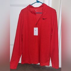 Never Worn - Red - Size Large Nike Long Sleeve Quarter Zip Nike Casual Top In University Red, University Red Long Sleeve Top, University Red Long Sleeve Tops For Spring, Red Long Sleeve Sports Top, Nike University Red Long Sleeve Tops, Ohio State Shirts, Nike Pro Fits, Nike Compression, Nike Quarter Zip