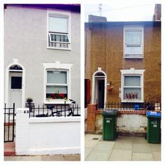 two different houses side by side with windows