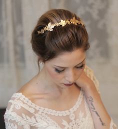 Wedding Headpiece, Bridal Accessory, Bridal Headpiece, Woodland Headband, Gold Headband, Gold Crown, Grecian Headpiece, Boho Bridal Headband, Leaf Headpiece, Headband Gold, Leaf Crown, Bridal Accessory, Headpiece Bridal, Bridal Hair Jewelry, Gold Headband