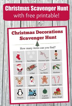 a christmas scavenger hunt with free printables for kids to play in