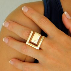 Oversized Ring, Architectural Rings, Big Statement Rings, Armor Ring, Ring Square, Chunky Ring, Bold Rings, Gold Statement Ring, Square Ring