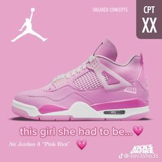 Dream Shoes Jordans, Pink 4s, Kicks On Fire, Jordan 4s Retro, Pink Jordans 4s, 4s Jordans, Pretty Sneakers, Estilo Fitness