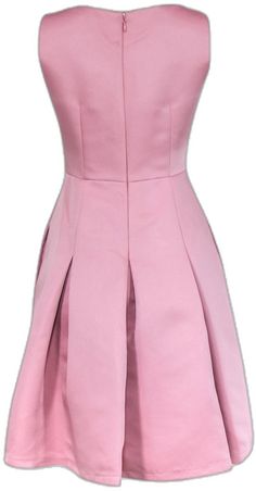 Pink Fitted A-line Dress, Pink Pleated Dress For Prom Season, Pink Formal Dress With Pleated Waist, Feminine Pleated Cocktail Mini Dress, Feminine Pleated Mini Dress For Cocktail, Pink Pleated Dress For Prom, Pink A-line Formal Dress, Spring Pink Pleated Back Dress, Spring Pink Dresses With Pleated Back