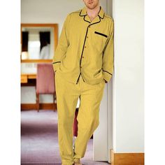 Season:Fall,Spring,Winter; Fabric:Cotton; Sleeve Length:Long Sleeve; Gender:Men's; Quantity:2 Pieces; Nightwear Style:Pajama Top and Pant,Pajama Set,Sleepwear,Loungewear; Style:Casual,Stylish,Comfort; Elasticity:Micro-elastic; Tops Type:Shirt; Occasion:Home,Daily; Function:Comfort; Pattern:Stripe,Plaid; Design:Elastic Waist,Drawstring; Neckline:Lapel; Bottom Type:Pant; Listing Date:09/06/2023; Hips:; Length [Bottom]:; Length [Top]:; Shoulder Width:; Waist:; Feel of Sensation:Soft,Comfort,Gender Men's Sleepwear & Loungewear, Loungewear Style, Men's Loungewear, Comfort Home, Shirt Pant, Drawstring Neckline, Winter Fabric, Mens Loungewear, Casual Stylish