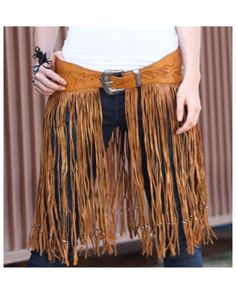 Leather Indian Dress, Cowgirl Fringe Chaps, Tooled Leather Belts Jacket, Womens Tooled Western Belts, Western Womens Costume, Fringe Leather Belt, Leather Crochet, Dan Post Boots Woman, Justin Boots Men