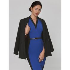 This dress can be a perfect addition to almost any outfit from formal to daily wear, great for work, meeting, office, businesses, work, party, cocktail, wedding, casual, daily dressing, etc. Pair with high heels for a vintage office look. Comfortable and versatile, this pencil dress perfect on its own or as a layer under a blazer. Chic V-neck Bodycon Dress For Office, Office Lady Long Sleeve Bodycon Dress, Long Sleeve Bodycon Office Dress, Long Sleeve Bodycon Dress For Work, Fitted Office Lady Bodycon Dress For Career, Knee-length Bodycon Dress For Work, V-neck Office Lady Dress For Business Casual, Fitted Office Blazer Dress, Fitted V-neck Blazer Dress For Career