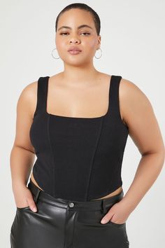 Fitted Ribbed Crop Top With Square Neck, Ribbed Fitted Crop Top With Square Neck, Fitted Ribbed Square Neck Crop Top, Square Neck Ribbed Fitted Crop Top, Plus Size Crop Tops, Plus Size Corset, Corset Crop Top, Top Forever 21, Design Square