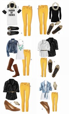 Mustard Pants Outfit Summer, Mustard Colored Pants Outfit, Mustard Pants Outfit Winter, Yellow Bottom Outfit, Yellow Pants Outfit Fall, Yellow Capri Pants Outfit, Outfits With Mustard Pants, What To Wear With Mustard Pants, Mustard Pants Outfit Fall