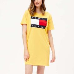 Tommy Hilfiger Signature Tommy Jeans Flag Graphic Women Tshirt Dress Xl Nwt See Pics And Use Them As Part Of The Description Tshirt Dress Casual Dress Comfy Dress Streetwear Yellow Short Sleeve Dress With Graphic Print, Yellow Short Sleeve Dresses With Graphic Print, Yellow Dress With Graphic Print And Short Sleeves, Yellow Cotton Tommy Hilfiger Top, Yellow Tommy Hilfiger Cotton Top, Tommy Hilfiger Yellow Cotton Tops, Yellow Crew Neck Spring Dress, Yellow Crew Neck Dress For Spring, Spring Yellow Dress With Crew Neck