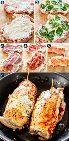 These Stuffed Chicken Breasts  are an impressive dish for a Sunday night dinner or a Holiday. These breasts are stuffed with cheese, prosciutto, basil and sun dried tomatoes. Totally delicious chicken rolls with a surprise filling. #cheese #prosciutto #stuffed #chickenbreasts Prosciutto Stuffed Chicken, Rolled Chicken Breast, Sunday Night Dinner, Prosciutto Recipes, Chicken Kiev, Jo Cooks, Chicken Rolls