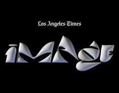 the logo for los angeles times on a black background with white letters and an abstract design