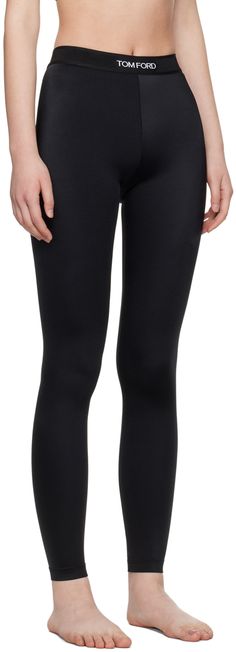 Stretch nylon jersey leggings. Jacquard logo at elasticized waistband. Supplier color: Black Black Bottoms With Logo Waistband In Elastane, Black Bottoms With Logo Waistband, Black Body, Tom Ford, Leggings, Ford, ? Logo, Black, Color