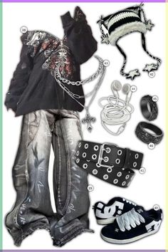 Acubi Star Outfit, Slipknot Aesthetic Grunge, 2000s Fashion Rock, Emo Grunge Outfits Punk Rock, Star Core Aesthetic Outfits, Downtown Grunge Outfits, Y2k Alt Outfits, Y2k Hoodie Outfit, Grunge Core Outfits