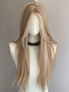 Cute Wigs, Blonde Hair Wig, Color Hair Ideas, Korean Hair Color, Peekaboo Hair, Wig Blonde, Hairstyles For Layered Hair