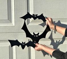 Large Bat trio Halloween Plasma Cut Decor Metal Wall Art Goth gift color options | eBay Cool Welding Projects, Sheet Metal Art, Metal Bat, Man Cave Wall Art, Metal Tree Wall Art, Welding Tools, Butterfly Theme, Theme Halloween, Metal Tree