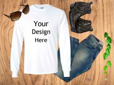 White Long Sleeve Tshirt, Your Design Here, T Shirt Mockup, Tshirt Mockup, Shirt Mockup, Your Design, Jpg File, White Long Sleeve, Png Image