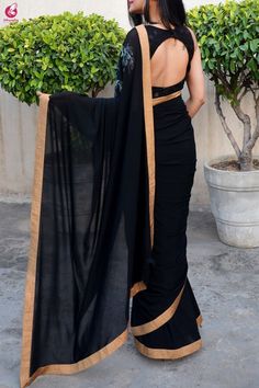 Blouse Designs Latest For Black Saree, Black Backless Blouse, Black Saari Designs Latest, Black Blouse Back Designs, Blouse Designs For Black Saree, Blouse For Black Saree, Black Net Blouse Designs Latest, Black Saree Blouse Party Wear, Black Blouse Designs Latest