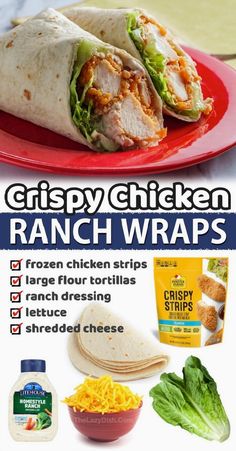 an advertisement for crispy chicken ranch wraps