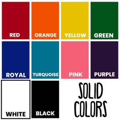 the color chart for red, orange, yellow, purple and black