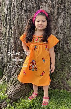 Want to match with your mini me? This Beautiful Women's and Girl's Mexican Dress is perfect for matching at a special event or just for fun! The price listed includes one adult size dress and one child's size dress. There are two length options for the women's dress: 1. Short 2. Long Orange Embroidered Dresses For Festivals, Orange Embroidered Dress For Festivals, Orange Embroidered Festival Dress, Orange Cotton Dress For Festivals, Yellow Short Sleeve Dress For Festive Occasions, Yellow Dress With Short Sleeves For Festive Occasions, Festive Yellow Dress With Short Sleeves, Orange Embroidered Summer Dress, Party Dresses For Festivals With Short Sleeves