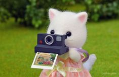 a stuffed animal with a camera in its hand