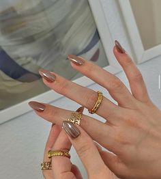 Chrome Nail Colors, Simple Fall Nails, Neutral Nails, Brown Nails, Classy Nails, Funky Nails, Pretty Acrylic Nails, Chic Nails, Chrome Nails