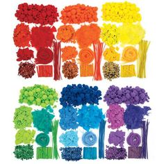 flowers are arranged in different colors and sizes