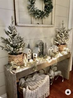 a table with christmas decorations on top of it