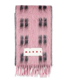 Marni Check Scarf | italist Checkered Pattern Design, Intarsia Patterns, Check Scarf, Logo Scarves, Checked Scarf, Zegna Shoes, Pink Scarves, Saint Laurent Shoes, Red Logo