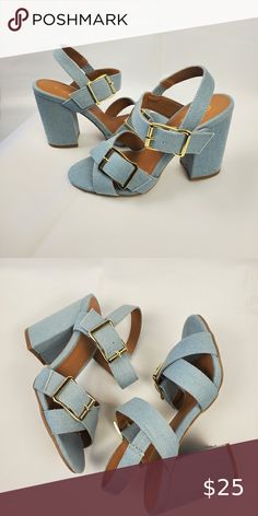 Denim block heels Double strap blue denim block heels Shoes Heels Denim Open Toe Sandals With Buckle Closure, Spring Denim Sandals With Buckle Closure, Denim Sandals With Buckle Closure For Spring, Summer Denim Block Heel Shoes, Summer Denim Block Heel Heels, Summer Denim Block Heel, Chic Denim Block Heel Shoes, Chic Denim Block Heel Heels, Chic Denim Heels With Block Heel