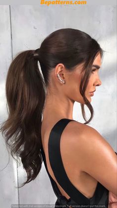 Slick Back Ponytail With Dress, Ball Hairstyles Ponytail, Formal Hair Ideas Ponytail, Slick Ponytail Hairstyles Wedding, Sleek Prom Updo, Slicked Back Pony Wedding Hair, Formal Sleek Ponytail, Slick Pony Bridesmaid, Sleek Wedding Pony