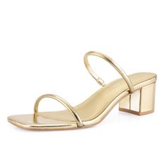 a woman's gold sandals with straps on the toes and heeled soles