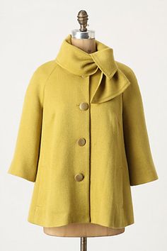 Anthropologie Coat, Vestidos Pin Up, Fall Outerwear, Yellow Coat, Cute Coats, Fall Coat, Mellow Yellow, Mad Men, Style Me