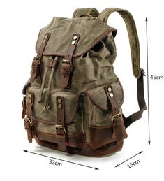 Waterproof Canvas Backpack | GENTCREATE Waxed Canvas Backpack, Canvas Rucksack, Mens Backpack Travel, Travel Rucksack, Hiking Bag, Vintage Backpacks, Waxed Canvas, Computer Bags, Canvas Backpack