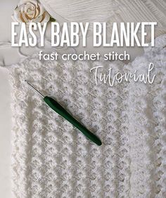 an easy baby blanket crochet pattern with text overlay