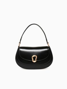 Layla Shoulder Bag Black Black Black Top Handle Baguette Bag For Daily Use, Black Baguette Crossbody Bag, Black Baguette Bag With Gold-tone Hardware For Travel, Black Rectangular Saddle Bag For Evening, Black Rectangular Evening Saddle Bag, Handheld Flap Bag With Gold-tone Hardware For Everyday, Black Handheld Shoulder Bag, Black Top Handle Baguette Bag For Travel, Black Flap Bag With Top Carry Handle