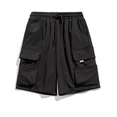 GTRG nylon-blend shorts, drawstring at elasticized waistband, cargo pockets, tag attached at front pocket. Composition - 90% Nylon, 10% Spandex Sizing: US/EU Regular Fit Size Up 1 Size For US/EU Baggy Fit Model: 178cm/59kg 5’10/130lbs wearing size XL Sporty Cargo Shorts With Multiple Pockets For Sports, Sporty Cargo Shorts With Multiple Pockets, Sporty Bermuda Cargo Shorts With Side Pockets, Sports Shorts With Pockets, Knee-length, Solid Drawstring Shorts For Outdoor, Sports Athletic Shorts With Cargo Pockets, Athletic Sports Shorts With Cargo Pockets, Techwear Cargo Shorts With Side Pockets, Bermuda Streetwear Cargo Shorts With Built-in Shorts