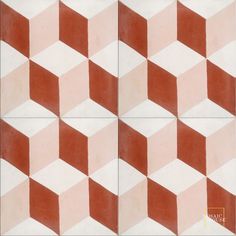 two square tiles with red and white squares on them