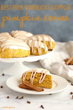 the best ever starbucks copycat pumpkin scones with cinnamon glaze and frosting