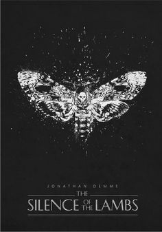 a black and white poster with a moth on it