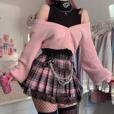 Harajuku Style Pink Mini Skirt, Pink Harajuku Mini Skirt, Pastel Goth Pink Mini Skirt, Pastel Goth Aesthetic Outfit, Pastel Grunge Outfits, Pastel Goth Outfits, Rok Mini, Grunge Dress