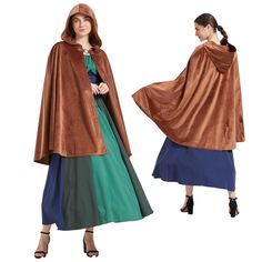 PRICES MAY VARY. 🧙🏻 Renaissance Hooded Cape - Our velvet robe half cape available in two colors:black vintage cloak and brown vintage cloak,Is half-cloak not full-length cloak,Transform into a mysterious and powerful character with our renaissance hooded cloak, perfect for cosplay and costume parties. 🧙🏻 High Quality Material - The hooded cloak cape is made of the high quality velvet cloth, which is Soft touch very comfortable very comfortable to wea,Split front,high quality,fashion hooded p Gothic Cape For Costume Party In Fall, Vampire Cape For Winter Costume Party, Vampire Style Cape For Costume Party In Winter, Vampire Cape For Costume Party In Winter, Vampire Style Cape For Costume Party And Winter, Fall Gothic Cape For Cosplay, Fantasy Cape For Halloween Costume, Gothic Cape For Cosplay Events, Gothic Cape Costume For Costume Party